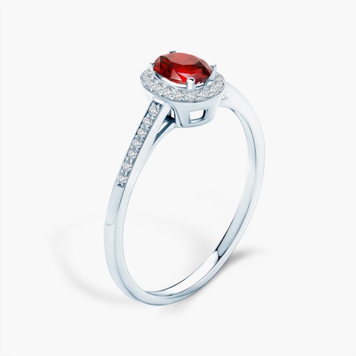 Pierścionek Red Passion: białe złoto, rubin